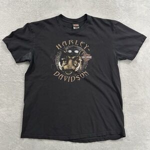 Harley Davidson TShirt Men L Black Roswell Georgia Y2K Pig Hog Graphic Vtg Style